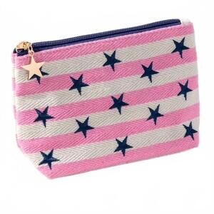 NEW SHIRALEAH morgan stars small zip pouch in pink